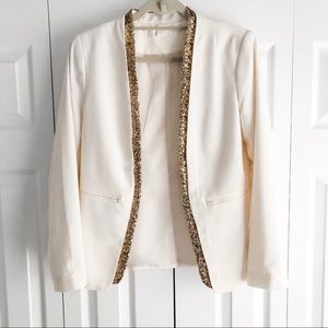 Ivory and Gold Open Blazer